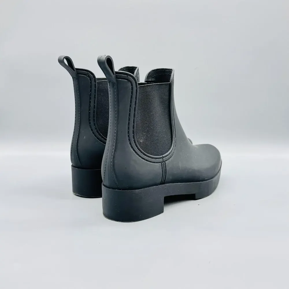 Jeffrey Campbell Boots Womens 9 Black Rubber Chelsea Ankle Rain Waterproof